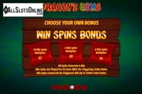 Paytable 4. Dragons Gems from Slingo Originals