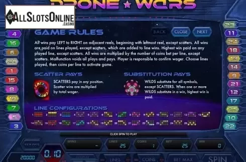 Screen2. Drone Wars from Microgaming