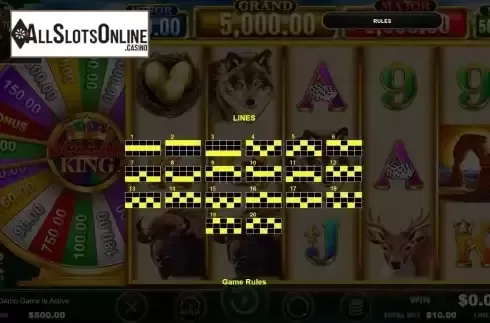 Pay Lines screen