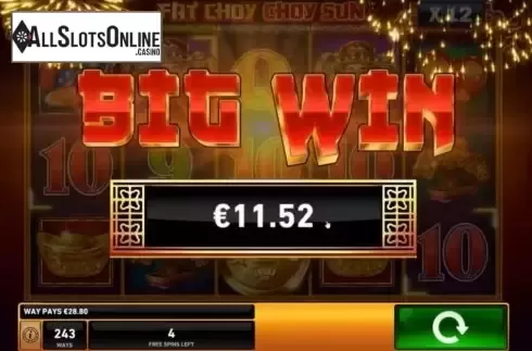 Big Win. Fat Choy Choy Sun from Playtech