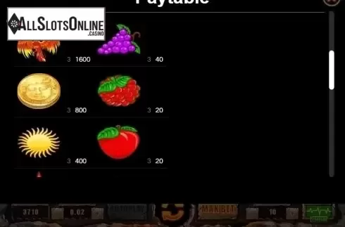 Paytable 2. Fenix Play 27 Deluxe from Wazdan