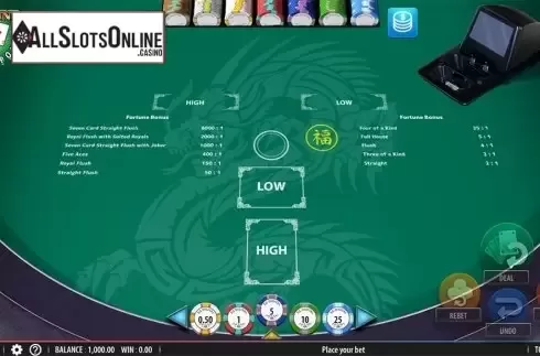 Reels screen. Fortune Pai Gow Poker from SG