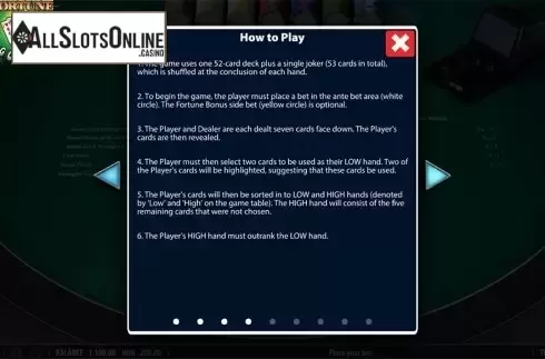 Paytable 4. Fortune Pai Gow Poker from SG