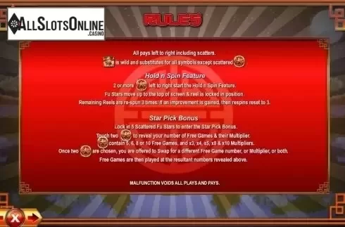 Paytable 2. Fu Star from Lightning Box