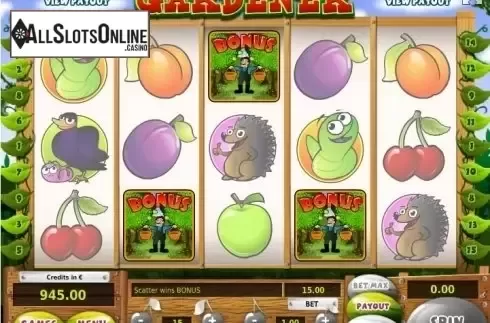 Bonus Symbol screen. Gardener from Tom Horn Gaming