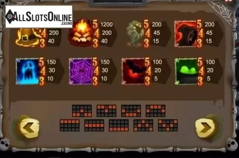 Paytable. Halloween Slot from InBet Games