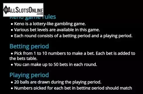Game Rules screen