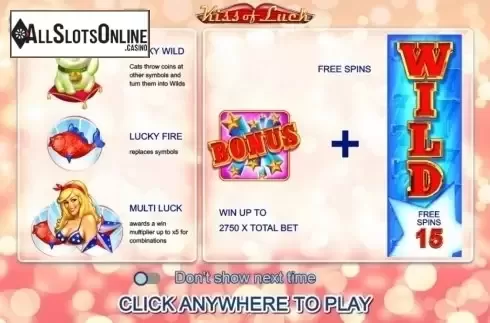 Intro screen. Kiss of Luck from FUGA Gaming