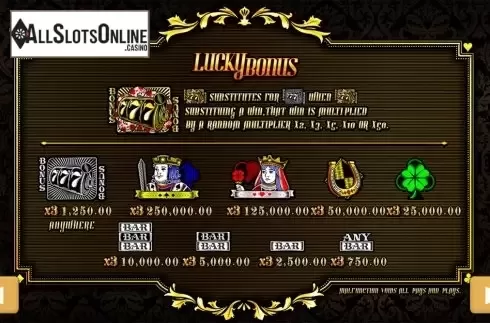 Paytable . Lucky Poker from PlayStar