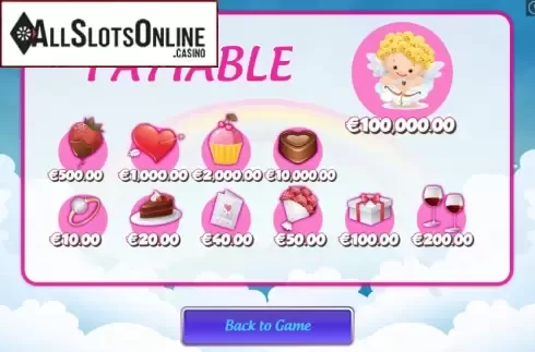 Paytable. Mega Love Scratch from Pariplay
