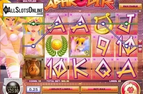 Stacked Wild Win screen. Mighty Aphrodite from Rival Gaming