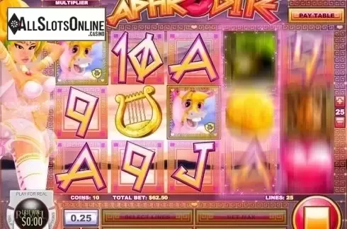 Free Spin Icons screen. Mighty Aphrodite from Rival Gaming
