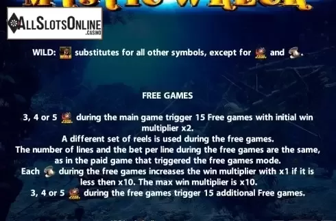 Paytable 2. Mystic Wreck from Casino Technology