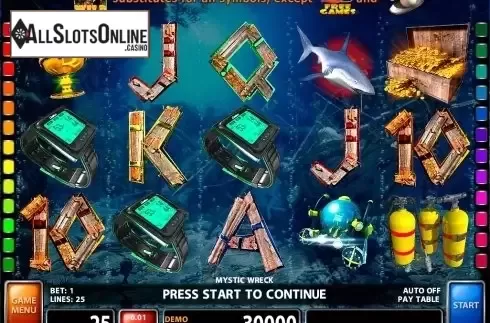 Reels screen. Mystic Wreck from Casino Technology