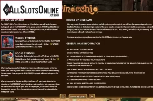 Paytable 3. Pinocchio (Betsoft) from Betsoft