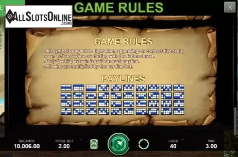 Paylines Screen. Pirates of Fortune from Caleta Gaming