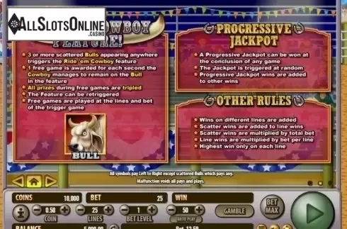 Paytable 2. Ride 'em Cowboy from Habanero