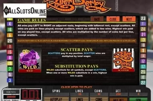 Screen2. Roller Derby from Microgaming