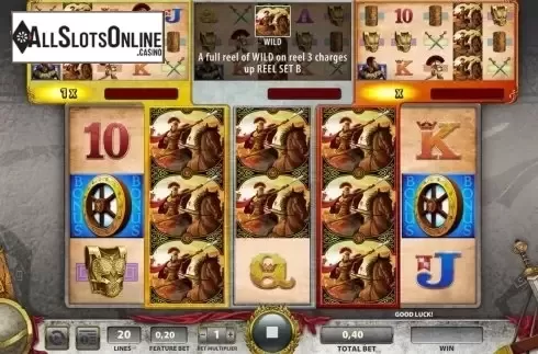 Bonus feature active screen. Roman Chariots from WMS