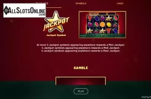 Jackpot feature screen