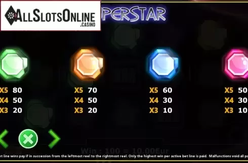 Paytable 2. Super Star from Fils Game