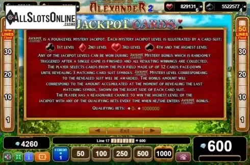 Jackpot screen