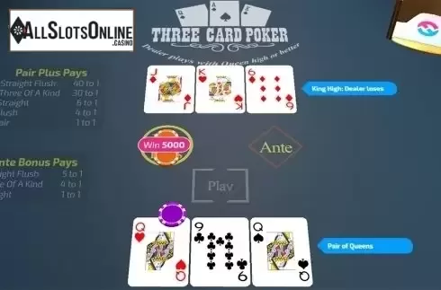 Win screen 2. Three Card Poker (FunFair) from FunFair
