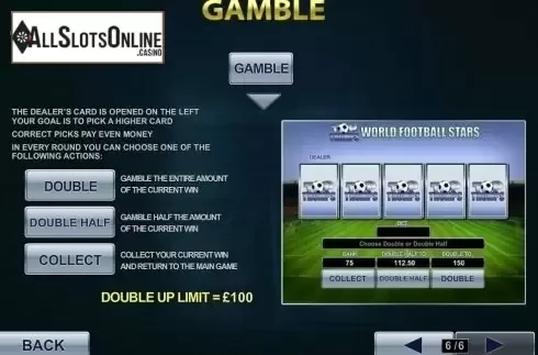 Paytable 6. Top Trumps World Football Stars from Playtech