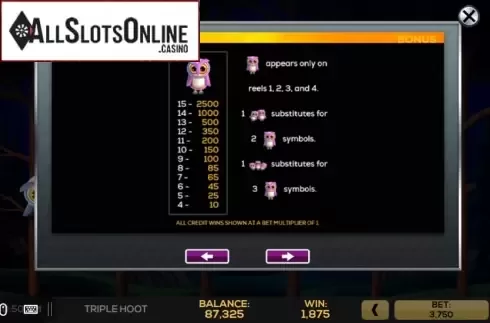 Pay Tables 1. Triple Hoot from High 5 Games