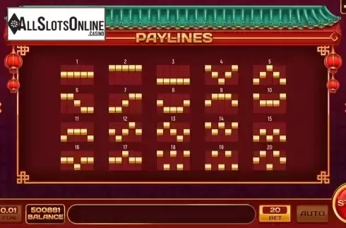 Paylines screen