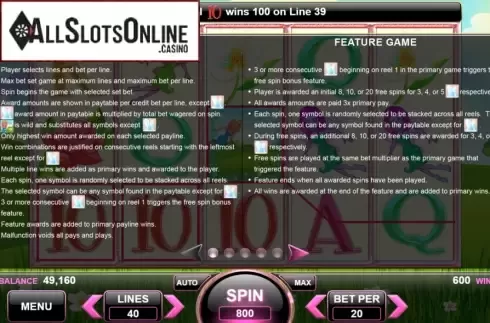 Features. Valley of Pixies from Spin Games