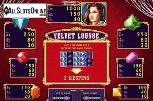Paytable 1. Velvet Lounge HD from Merkur