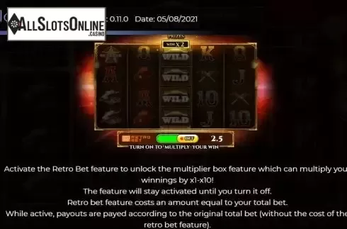Retro bet feature screen