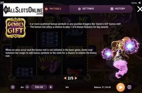Paytable 2. Wishes from Revolver Gaming