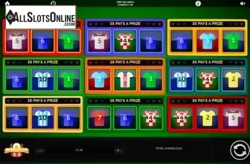 Reels screen. World Cup 3x3 from 1X2gaming