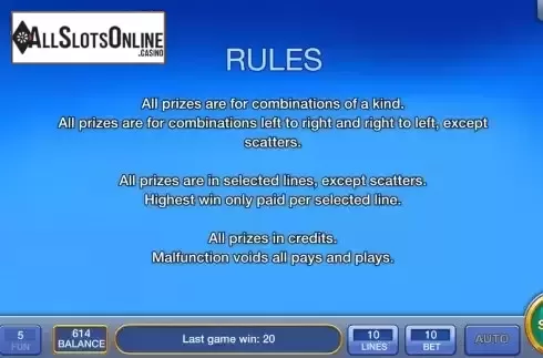 Game Rules screen
