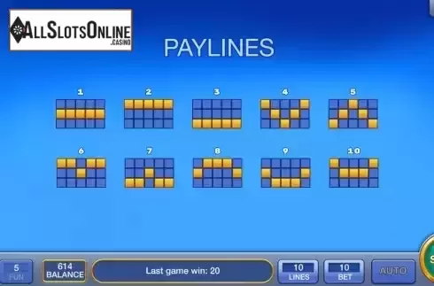Pay Lines screen
