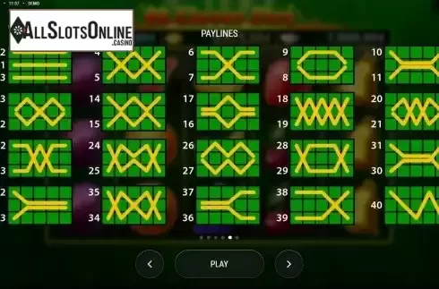 Paylines screen