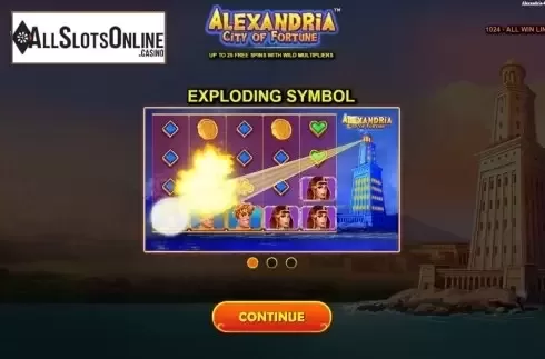 Start Screen. Alexandria City Of Fortune from Leander Games