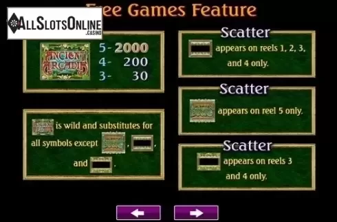 Paytable 1. Ancient Arcadia from High 5 Games