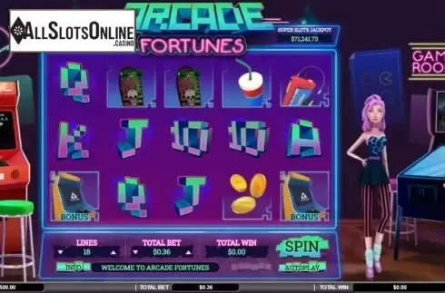 Reel screen. Arcade Fortunes from Arrows Edge