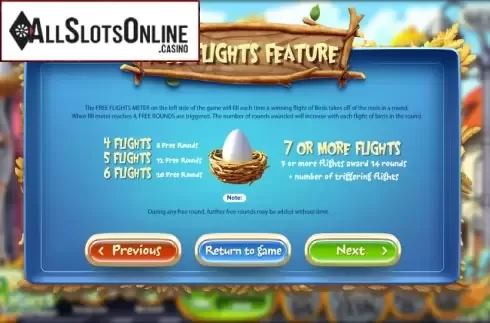 Paytable 1. Birds! from Betsoft