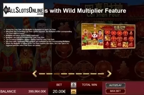 Free Spins. Cai Shen Four from Gamatron