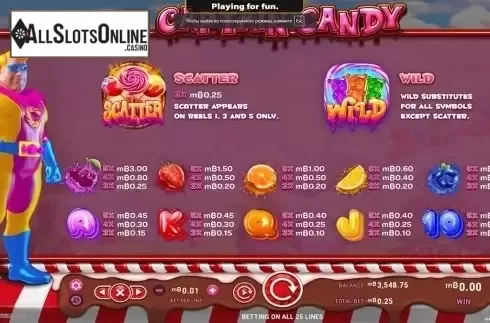 Paytable . Captain Candy from GameArt