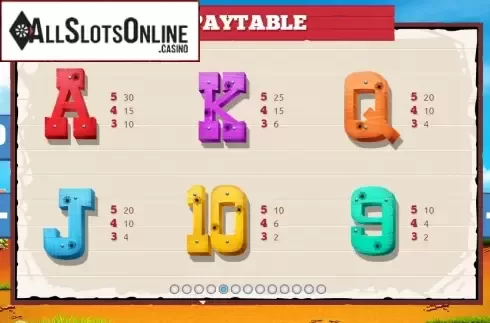 Paytable 5. Cash Cowboys from The Games Company