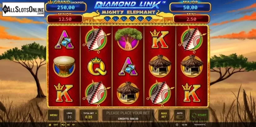 Reel Screen. Diamond Link Mighty Elephant from Greentube