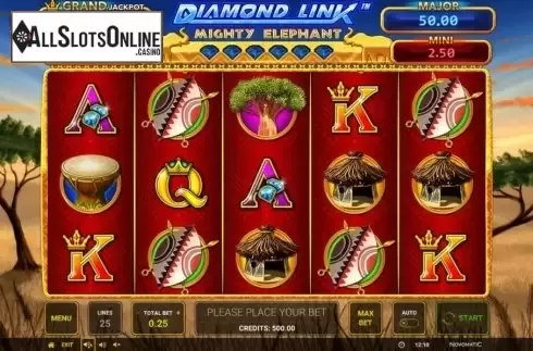Reel Screen. Diamond Link Mighty Elephant from Greentube