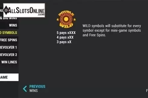 Paytable 4. Double Wild Wins from Slot Factory
