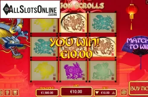Win Screen. Dragon Scrolls Scratch from Pariplay