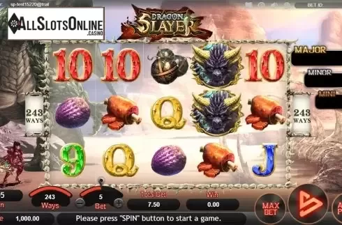 Reels screen. Dragon Slayer (SimplePlay) from SimplePlay